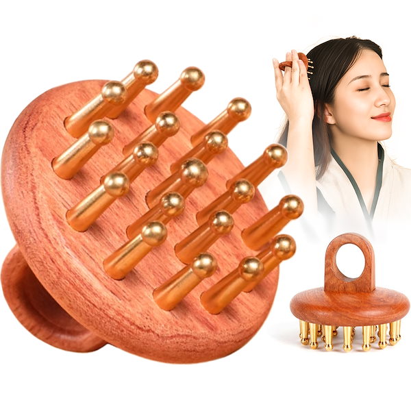 Qoo10] ヘンファン TVで話題！頭皮マッサージ ブラシ 黄銅