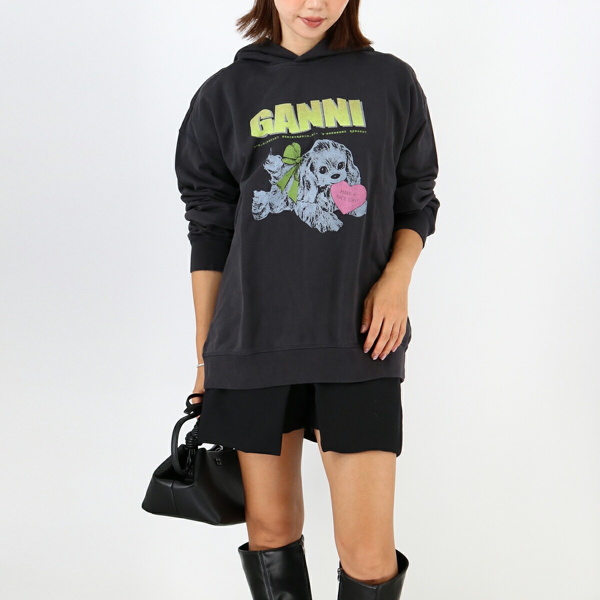 ロゴ フードパーカー スウェット T4360 ISOLI OVERSIZED HOODIE トップス フーディー オーバーサイズ 長袖