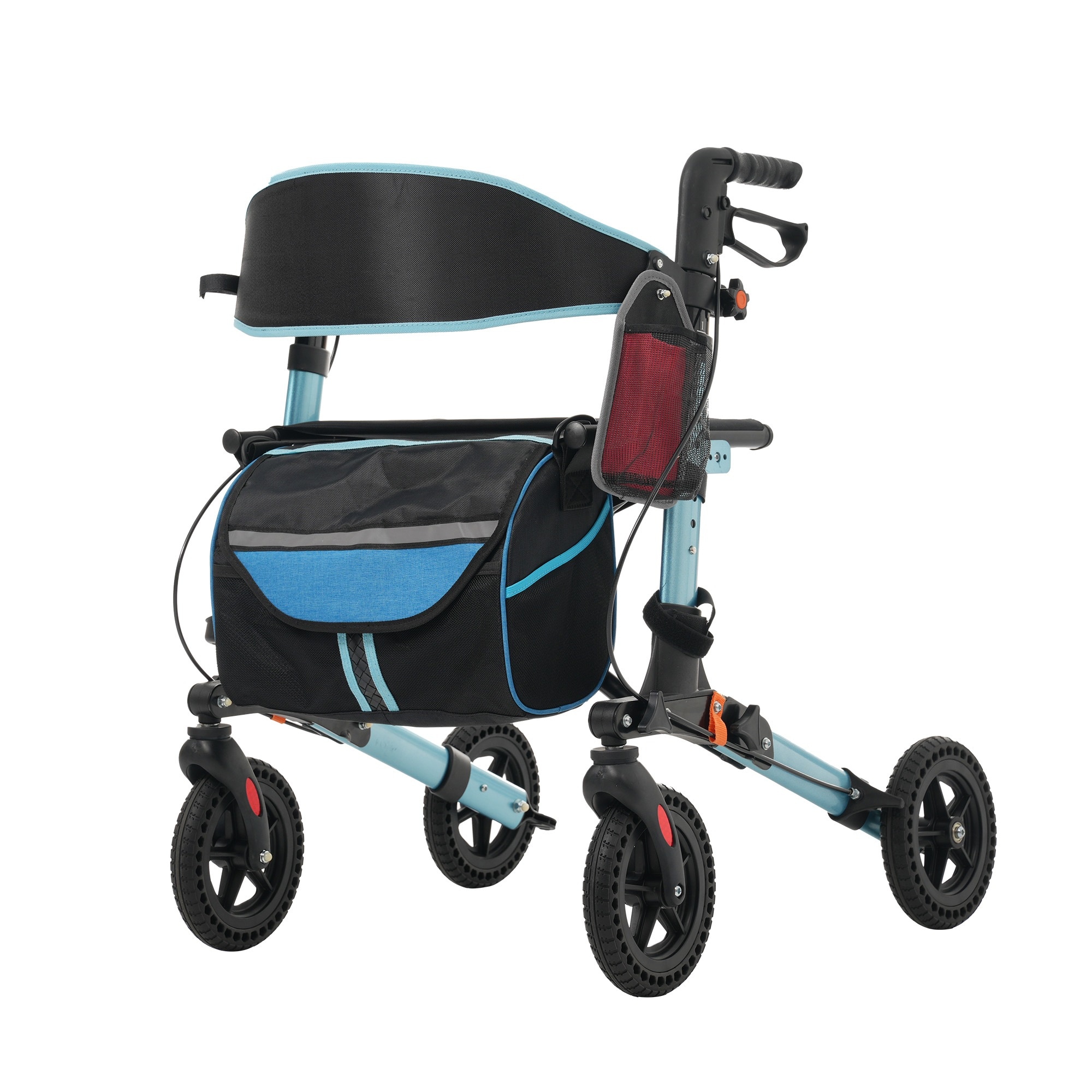 【国内発送】340歩行器 歩行車 シルバーカー 室外用 折りたたみ可能 杖置き 6段階調節可能 座面付き 四輪 キャスター付き おしゃれ 座れる 散歩 シニア 歩行補助 買い物 ショッピングカー 大容