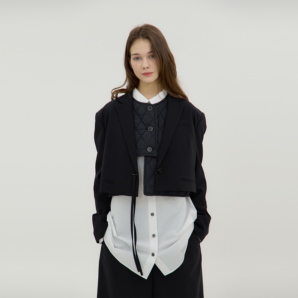 フェルマータ クロップ ジャケット_ブラック