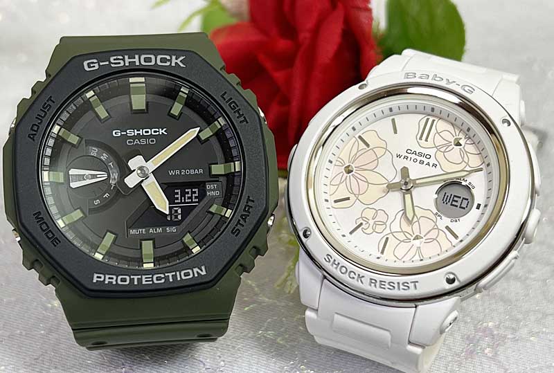 恋人たちのGショック ペアウオッチ G-SHOCK BABY-G ペア腕時計 カシオ 2本セット GA-2110SU-3AJF BGA-150FL-7AJF　アナデジ 電池式 人気 　人気 婚