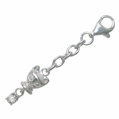 幸せを招く猫モチーフ ( 4月誕生石 ) シルバー ダイヤモンドチャームトップホルダー楽ギフ_包装