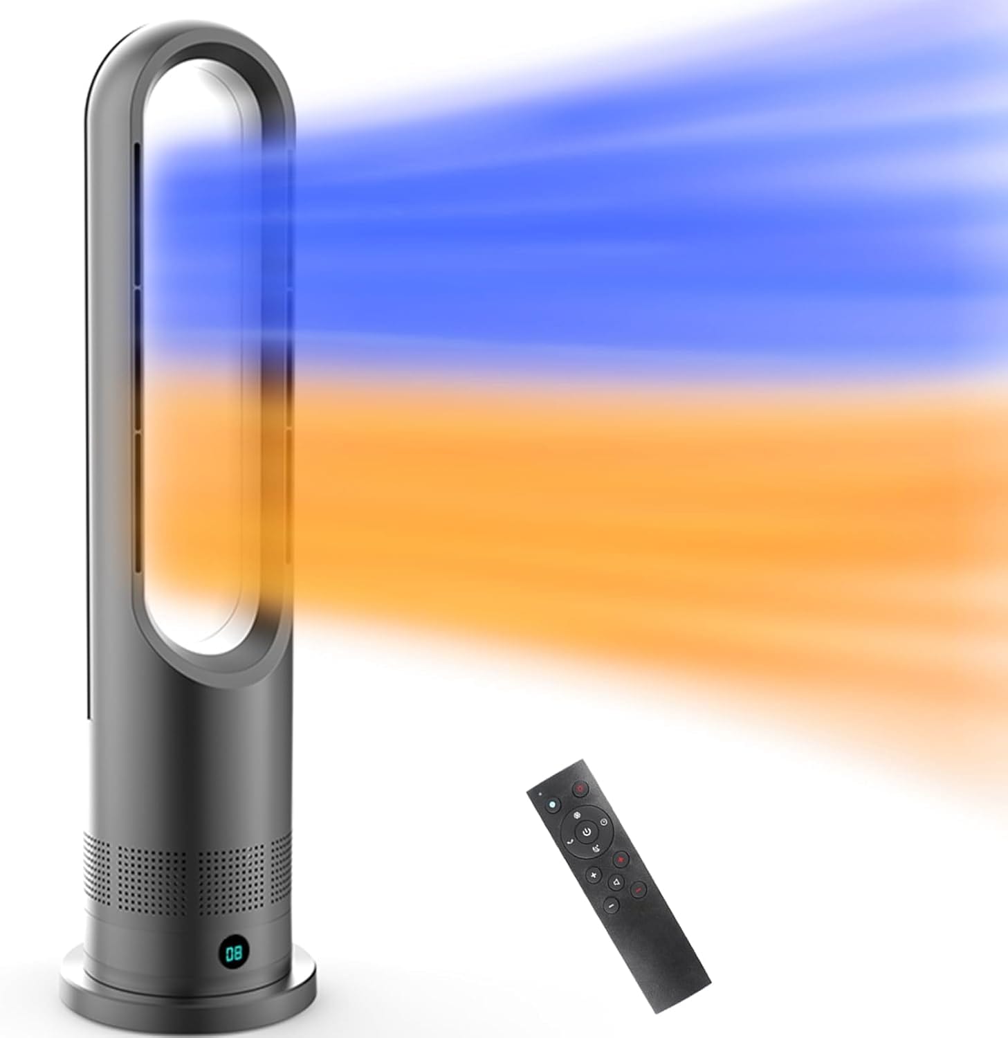 【2024新登場・冷暖兼用・羽根なし 】セラミックヒーター 暖房器具 省エネ 電気 ファンヒーター 3段階温風＆8段階送風 DCモーター 100首振り 9hタイマー 強風＆微風＆静音モード 大風量