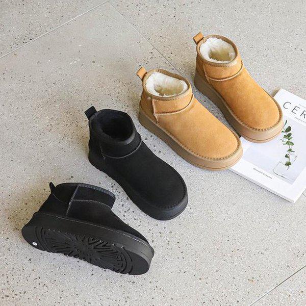 女性用冬用ファー裏地ショートブーツウィンターブーツ