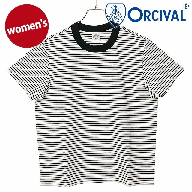 メール便 クルーネック ショートスリーブプルオーバー [OR-C0415-CCF] レディース トップス カットソー 半袖Tシャツ ボーダー WHITE/BLACK 正規取扱店