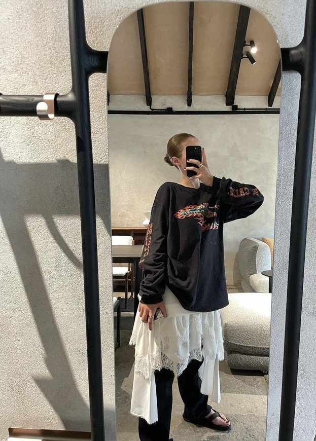 ハーレー·ティーシャツ 아웃핏 할리 티셔츠