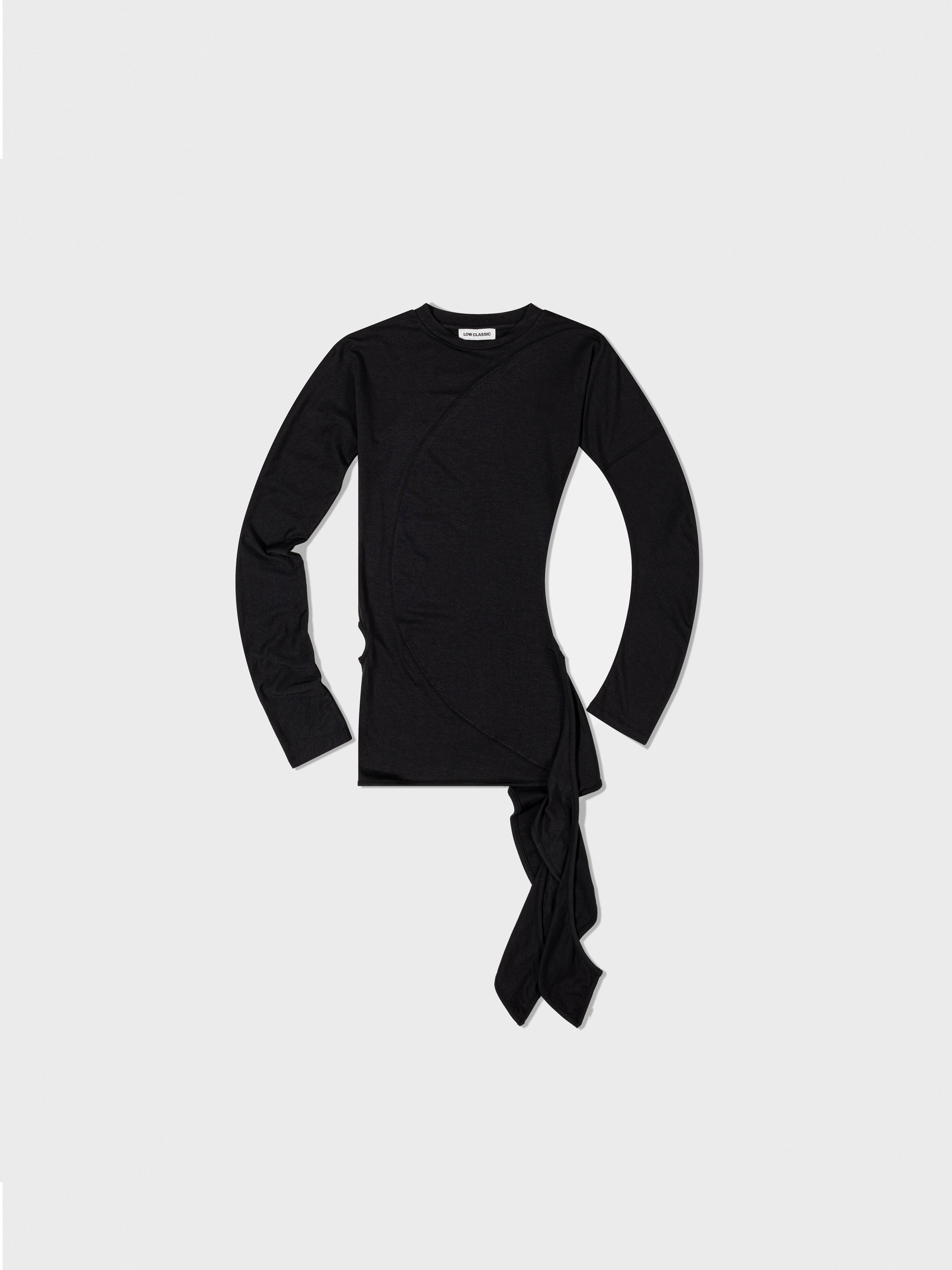 【LOW CLASSIC】 LC WRAP T-SHIRT : BLACK