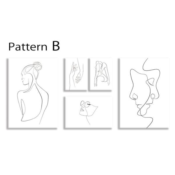 ファブリックパネル アートフレーム おしゃれ モダンアート 壁掛け ウォールデコレーション ピカソ Line Art patternB 5枚セット