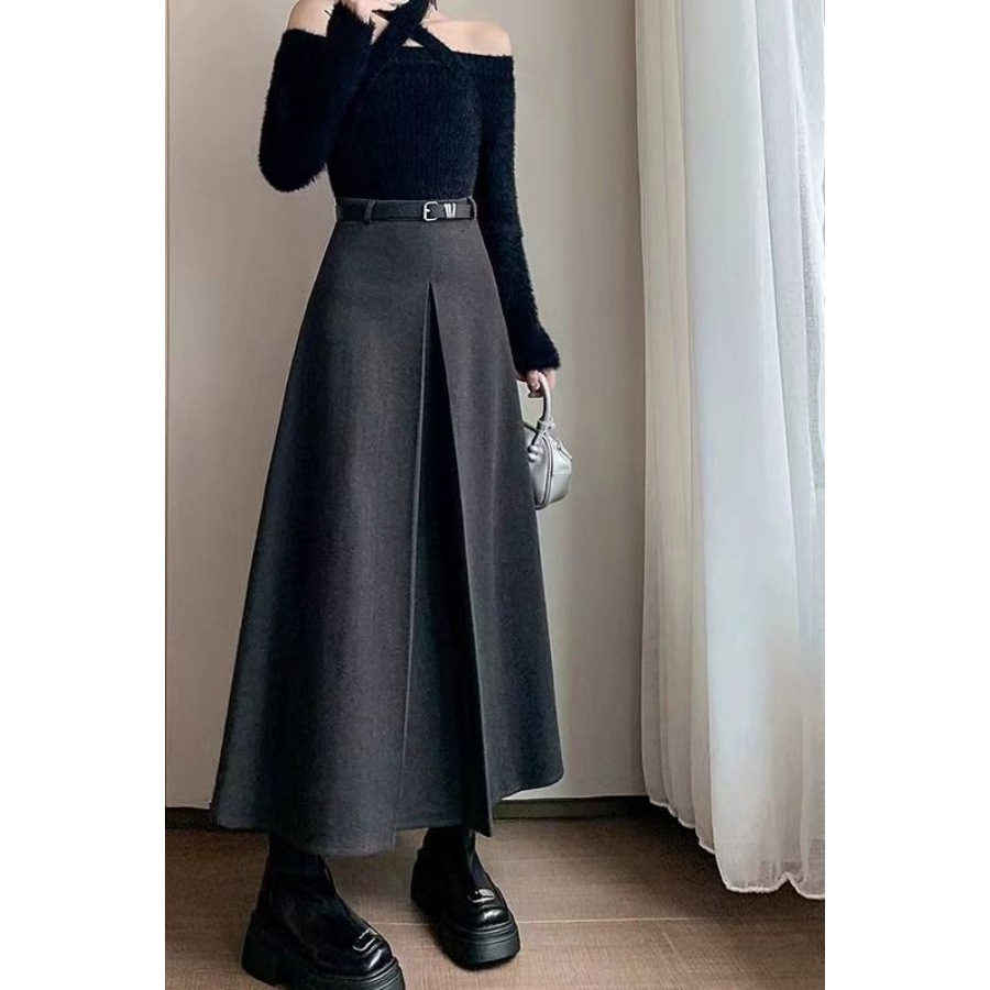 【送.料.無.料.急速発送】【新作】ツイード長身上品傘スカートで痩せ見えハイウエストロングスカート