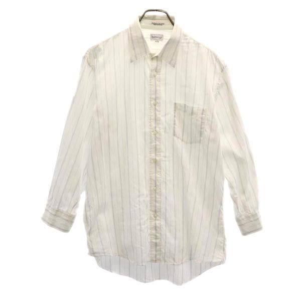 バーバリーズ 90s オールド ストライプ柄 長袖 シャツ 42-80 白×グレー Burberrys メンズ 4,855円