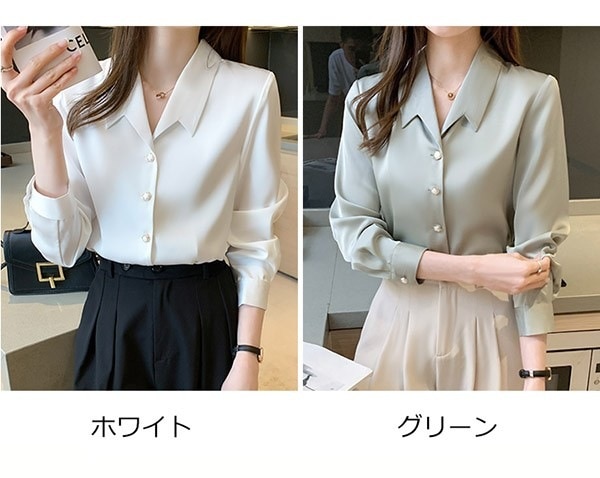 トップスシャツブラウスオフィス 就職活動 Vネック 就活 フォーマル 通勤 トップス レディース ワイシャツ 長袖 会社 開襟 インナー スーツ シャツ yシャツ 面接 ビジネス 事務 ブラウス