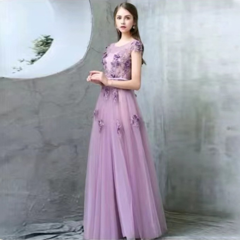 ドレス2024夏ノースリーブドレスショートブライズメイドドレスアップリケディナーレディース