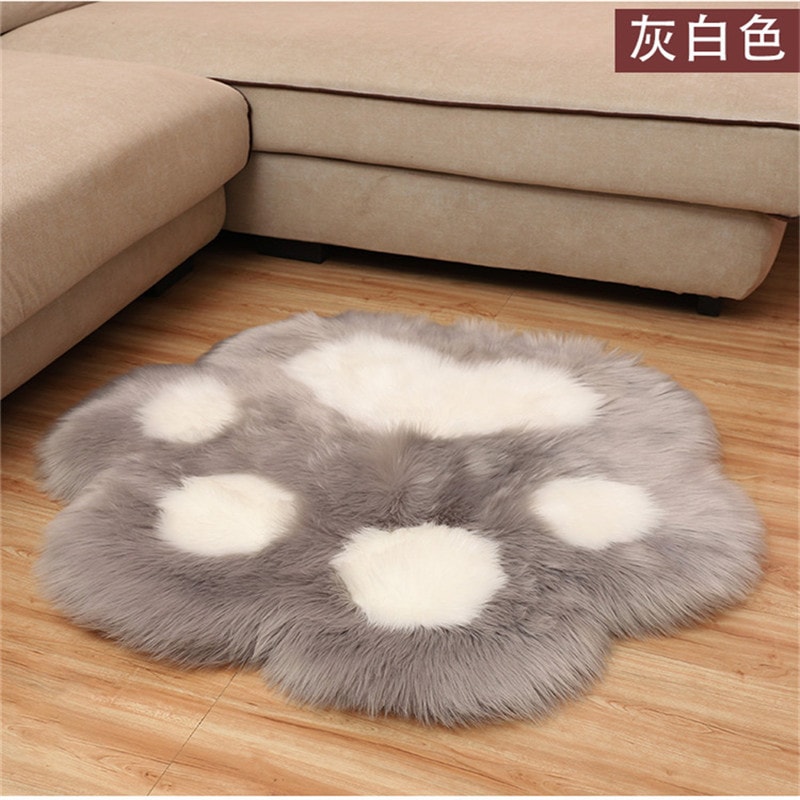新しいクロスボーダー模倣ウールポーペーカーペットぬいぐるみ動物の足の形状カーペットリビングルーム床マットベッドベッドベッドベッドベッドサイド