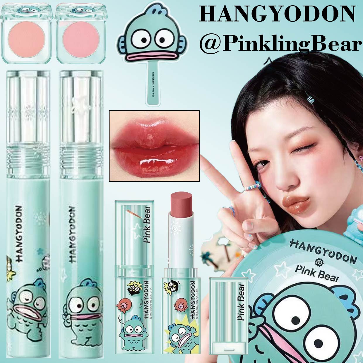 【限定商品】Hangyodonシリーズ/コスメセット/5点コスメセット/贈答品セット/リップ*3+チーク+手鏡コスメセット/クリスマスコフレ/誕生日プレゼント/ qoo