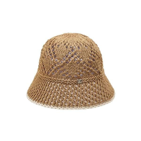 [25SS] ベージュラタンライン配色コットン混紡バケットハットDLHE5B203I2