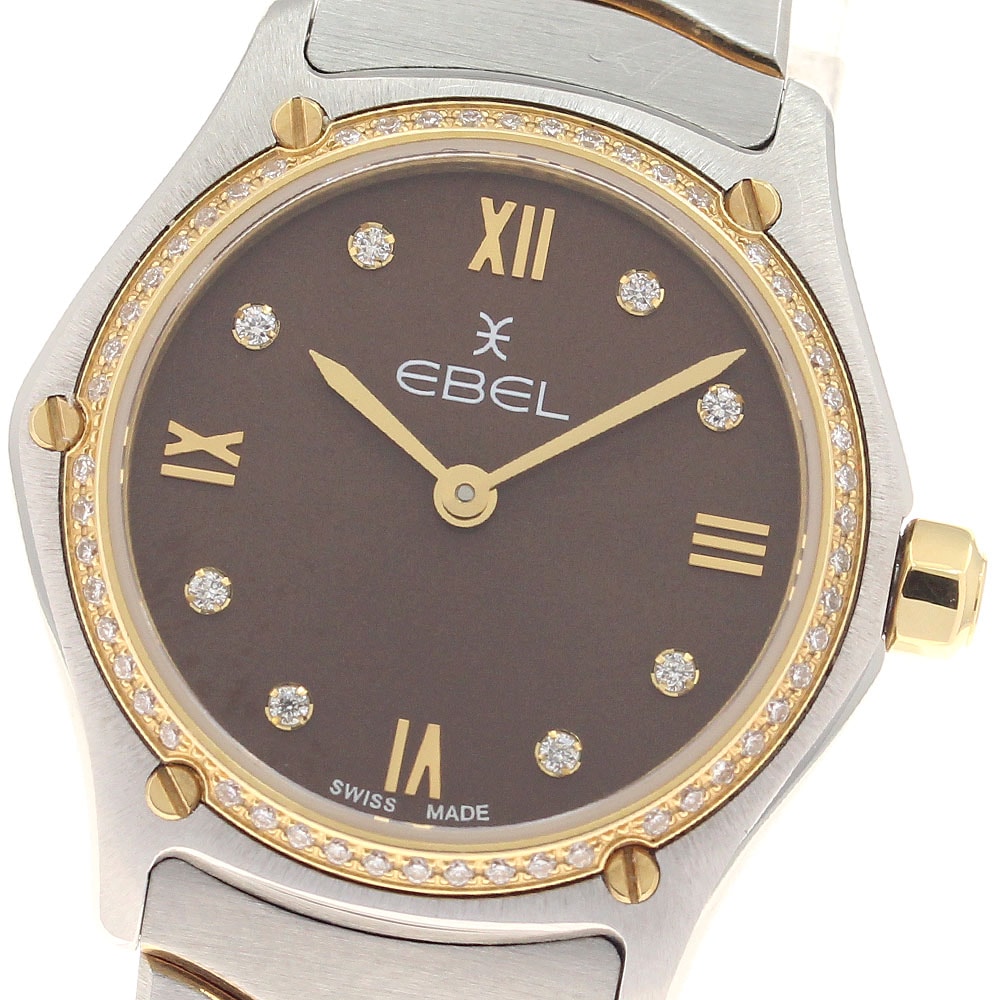 エベル EBEL 1216443A スポーツクラシック ミニ ダイヤベゼル 8Pダイヤ YGコンビ クォーツ レディース 良品 箱・保証書付き_954673【中古】