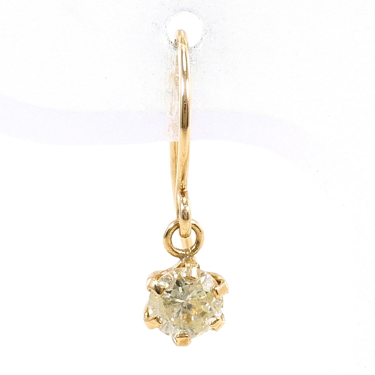 K10 10金 YG イエローゴールド ピアス(片耳) イエローダイヤモンド 0.13ct 総重量約0.1g ジュエリー 中古