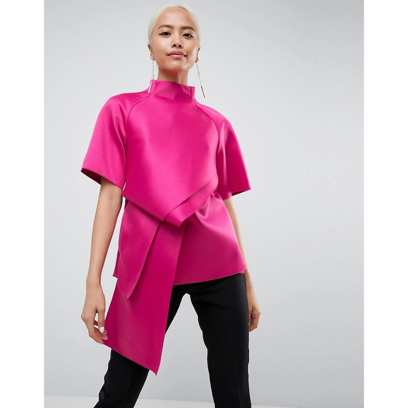 エイソス レディース トップス【ASOS WHITE Satin Tuck Detail Top】Magenta pink エイソス レディース トップス【ASOS WHITE Satin Tuck Detail Top】Magenta pink
