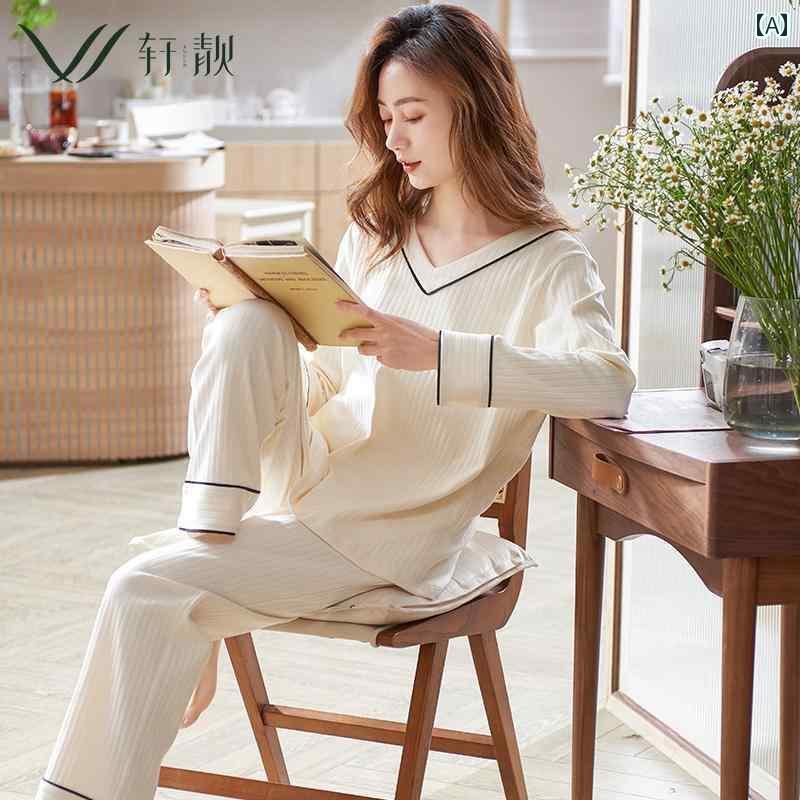 レディース　パジャマ　スウェット　上下 胸 パッド 付き 春秋用 玄 良 パジャマ 女性用 綿 長袖 白 カジュアル ホーム 服 大きいサイズ スーツ 6,236円