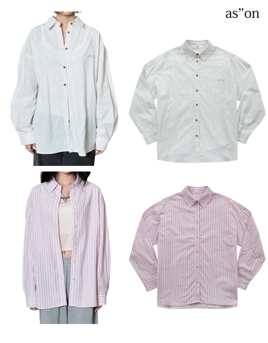韓国限定 韓国人気 SNS流行 ファッショントレンド トップス シャツ ブラウス LOPY STRIPE SHIRT (2色)