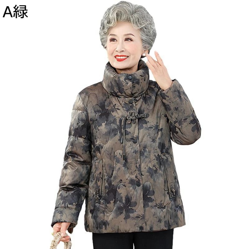 レディースコットンジャケット レディース 中綿 花 花柄 プリント ジャケット 婦人 シニアアウター ウィンタージャケット 長袖 厚い 暖かい 綿服 柔らかい 防水性 上着 秋冬用 高齢者 老人 50