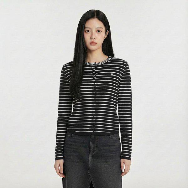 10560-140-201-45-100女性スリムフィットストライプのロゴ入りカーディガンニットセットアップdj