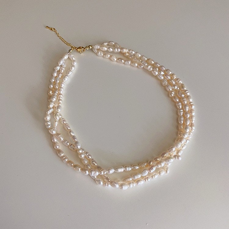 11 フレンチライス穀物淡水真珠ラップネックレス女性のための穏やかな気質のネックレス r n処理プロセス=電気めっき r nmodel = Geometric r n記事番号= Xl07-37 r