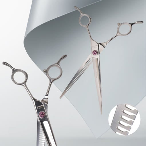 [韓国公式/正規品] アキズ TES-7028F 7インチ ツーエッジ ミンガチョウ 美容仕上げ マジックハサミ 愛犬美容ハサミ