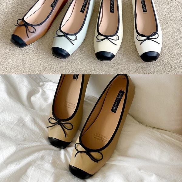 バレエシューズ パンプス キャップトゥ レディース 茶 黃 カーキ アイボリー ベージュ