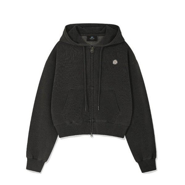 ワキウィリーフードジップアップ KQJ MG2403HZ67DG レディースフローリーワッペンウォッシングクロップフードジップアップダークグレー