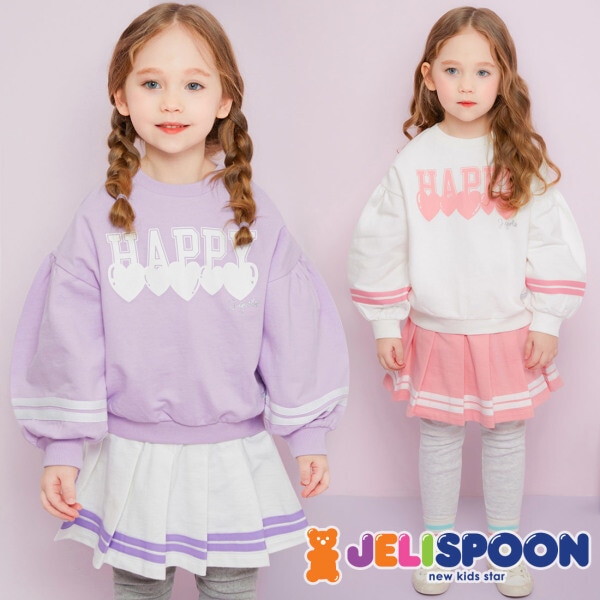 ハッピーハートプリーツスカート上下服/子供服