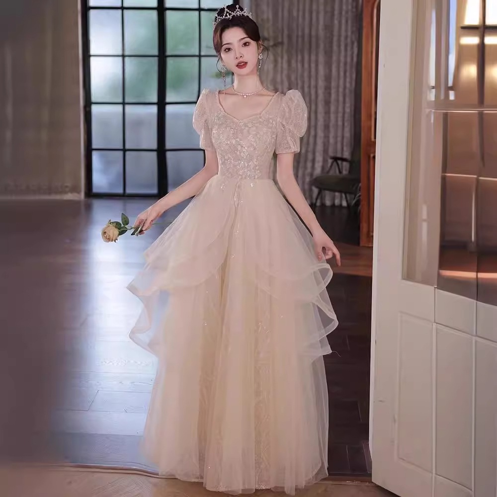 シャンパンイブニングドレス2024成人式司会者スーパー誕生日宴会卒業式女の子感