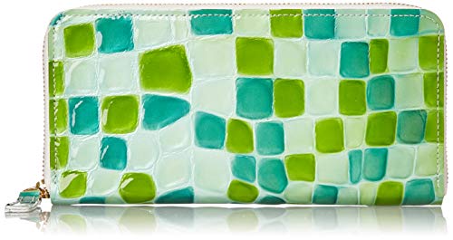 [ジャパン ファクトリー] ステンドグラス調レザー薄マチ長財布 () エナメル加工 JAW002- ブルー