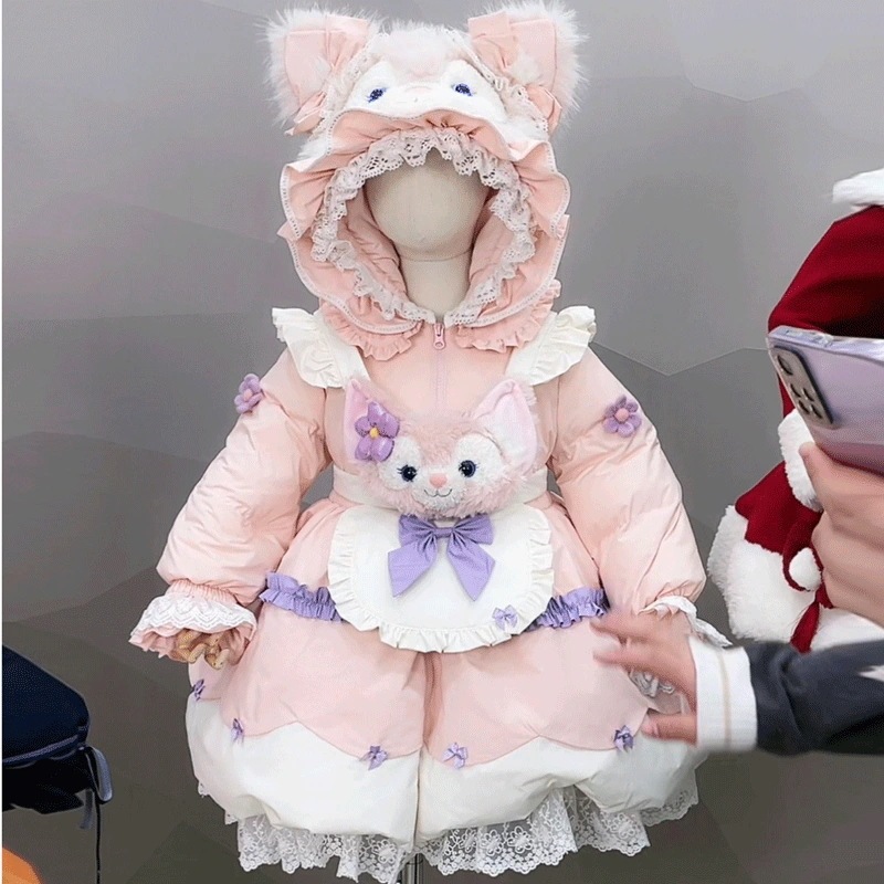 キッズ アウターコート 女の子 リーナベル 綿入れジャケット洋風厚手女の子 羽毛綿入れ
