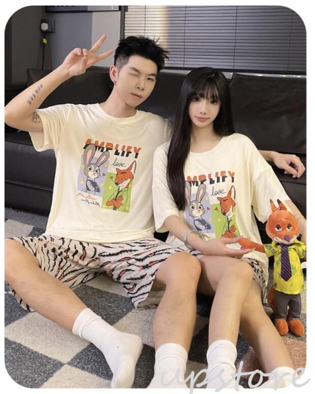 春夏 ニック ペアパジャマ レディース パジャマ ルームウェア ペアルック カップル パジャマ メンズ レデイース ジュディ 寝巻き 男女セット 結婚祝い お揃い 部屋着