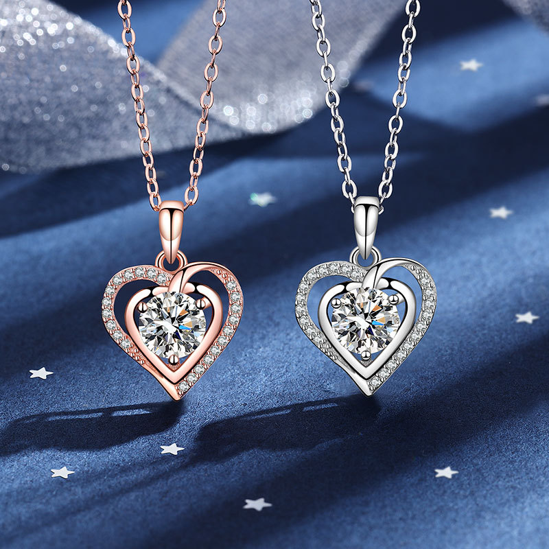 オープン ハート ネックレス レディース ダイヤ ネックレス かわいい シンプル 金属アレルギー対応 シルバー ピンクゴールド シルバー925 プラチナ おしゃれ オフィス アクセサリー ジュエリー