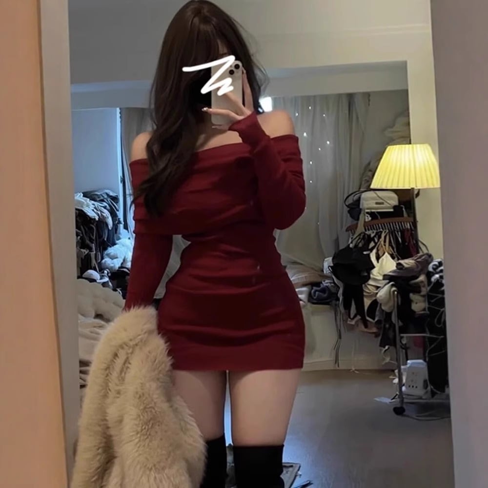 【1つ買うと10つ無料】赤いクリスマスは2025年の秋と冬のベースバッグヒップスカート