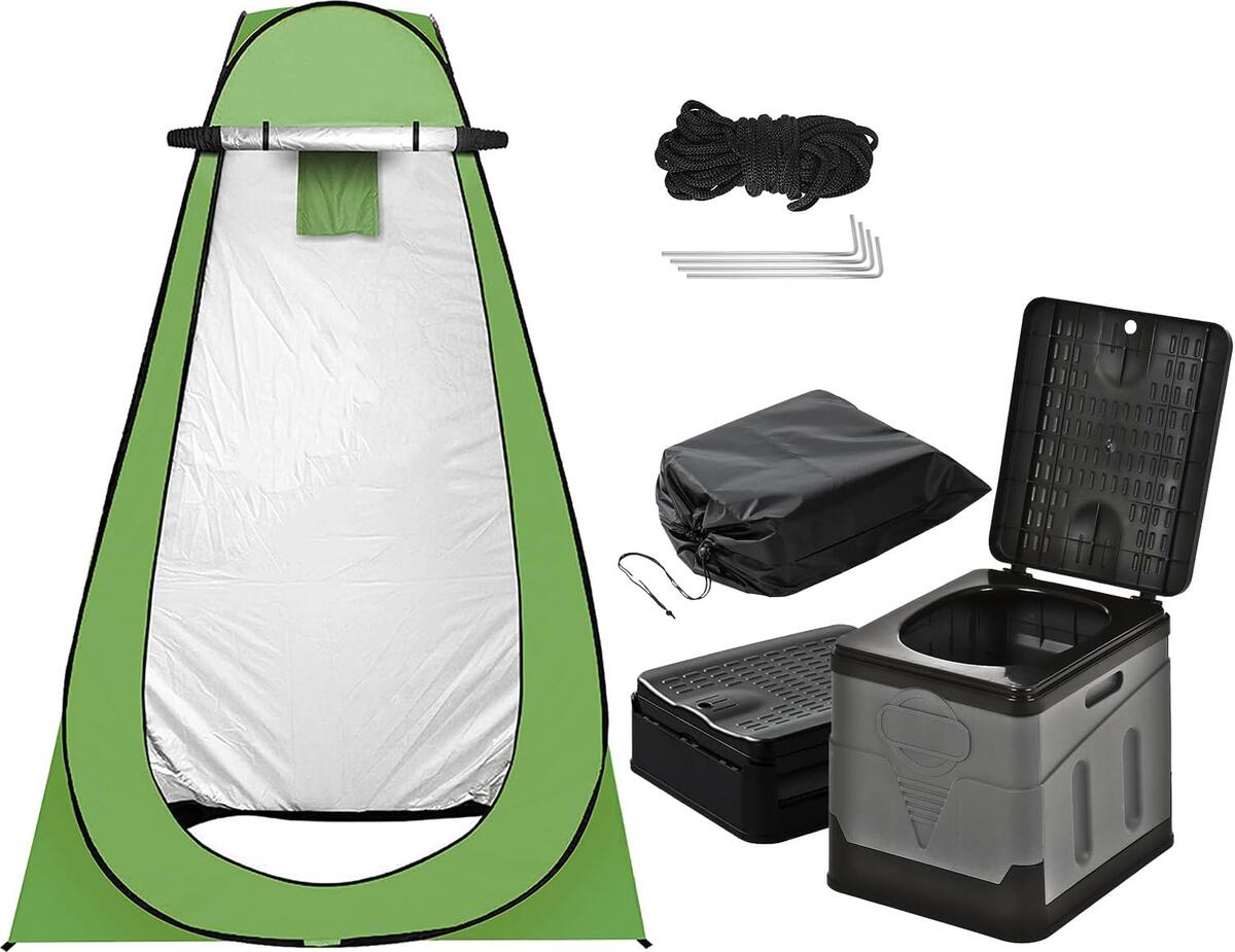 非常用トイレ テント 2点セット 携帯トイレ プライバシーテント 常備 災害時 避難用 地震 ポータブルトイレ 処理袋12個・収納袋付 プライベートテント 便座 折りたたみ 簡易 キャンプ