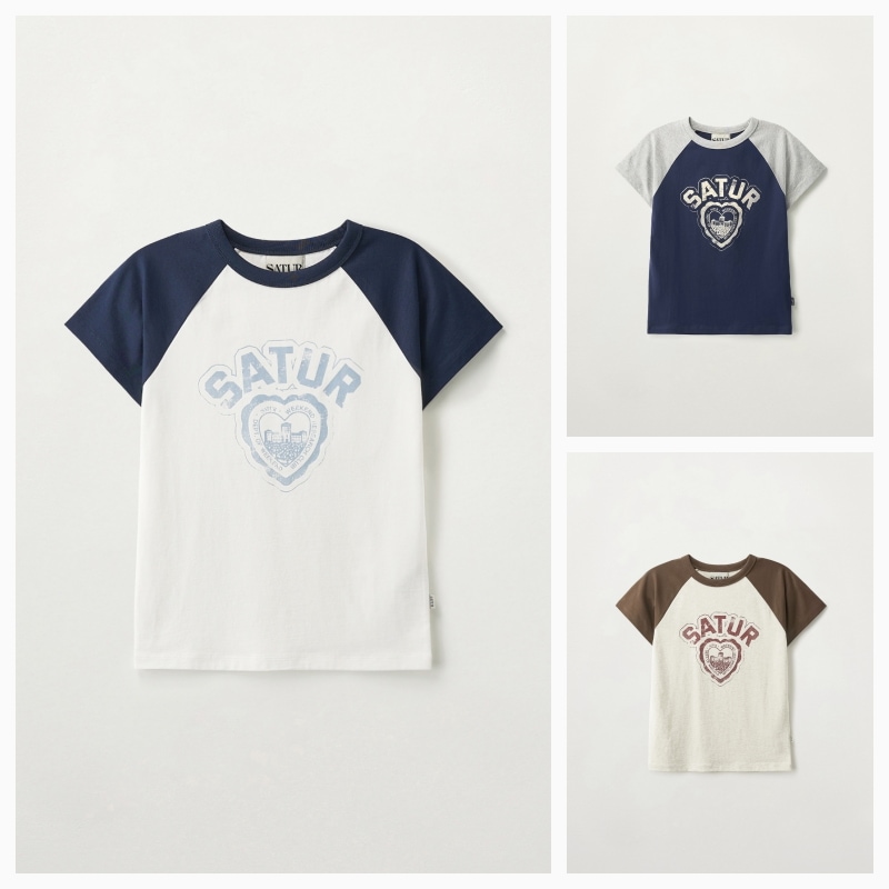 【SATUR】26SS (W) HEART GRAPHIC RAGLAN T-SHIRT : 3COLORS