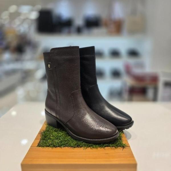 セーブゾーン04 女性コンフォートセミカジュアルワーカーチャンミドルハーフブーツ ブラウン SOTKEHFM6 (S42010373)