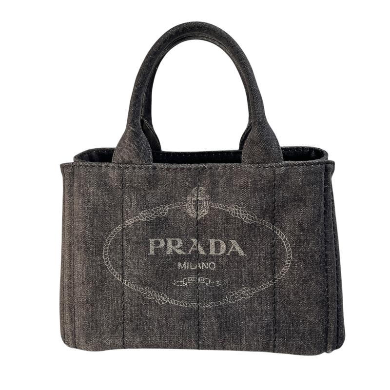 PRADA プラダ カナパ 三角ロゴ キャンバス ハンドバッグ 黒 A-13244