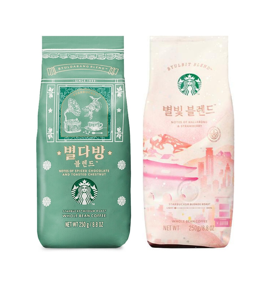 별다방 ビョルダバン + 별빛 ピョルビッ ブレンド コーヒー豆 ホルビン 250g 各1袋ずつ 計2袋 500g 韓国スターバ グッズ