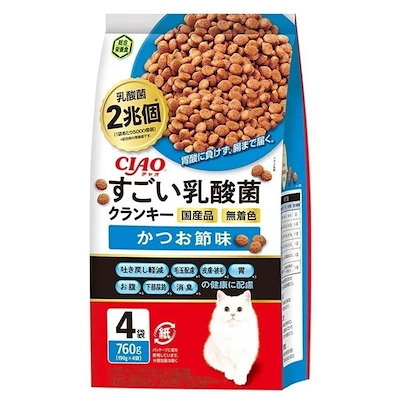 他サイト： キャットフード　いなば　ＣＩＡＯ　すごい乳酸菌クランキー　かつお節味　１９０ｇX４袋　ＣＲＣ35―15―20―05―40の商品画像