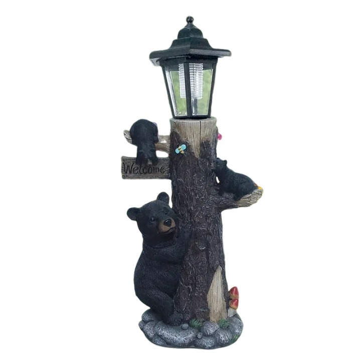 ガーデンライト オブジェ 照明 熊 クマ おしゃれ かわいい ソーラーライト 充電 置物 屋外 太陽光 インテリア 風景 防水 庭園 庭 玄関 レジン製