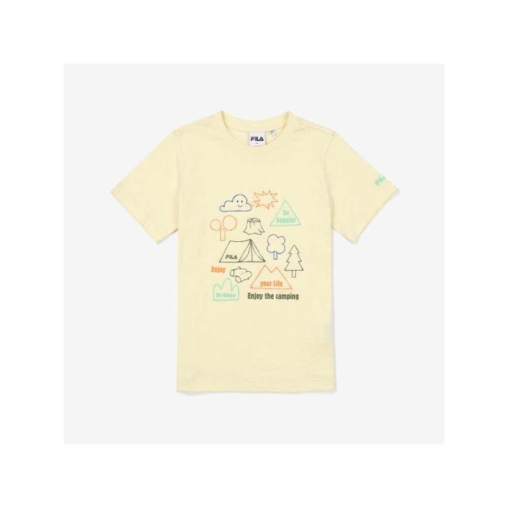 [FILA KIDS] キャンピンググラフィック絵文字 T シャツ (FK2RSF2204X_VAA) Q0ZFK2RSF2204XVAA