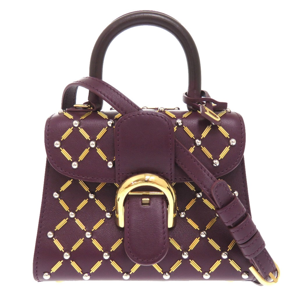 美品 ブリヨン マイクロ クイーン オブ デザイア クチュール・エクスクルーシヴ・コレクション クリスマス限定 ハンドバッグ レザー/レザー プルーン 1777【中古】 レディース