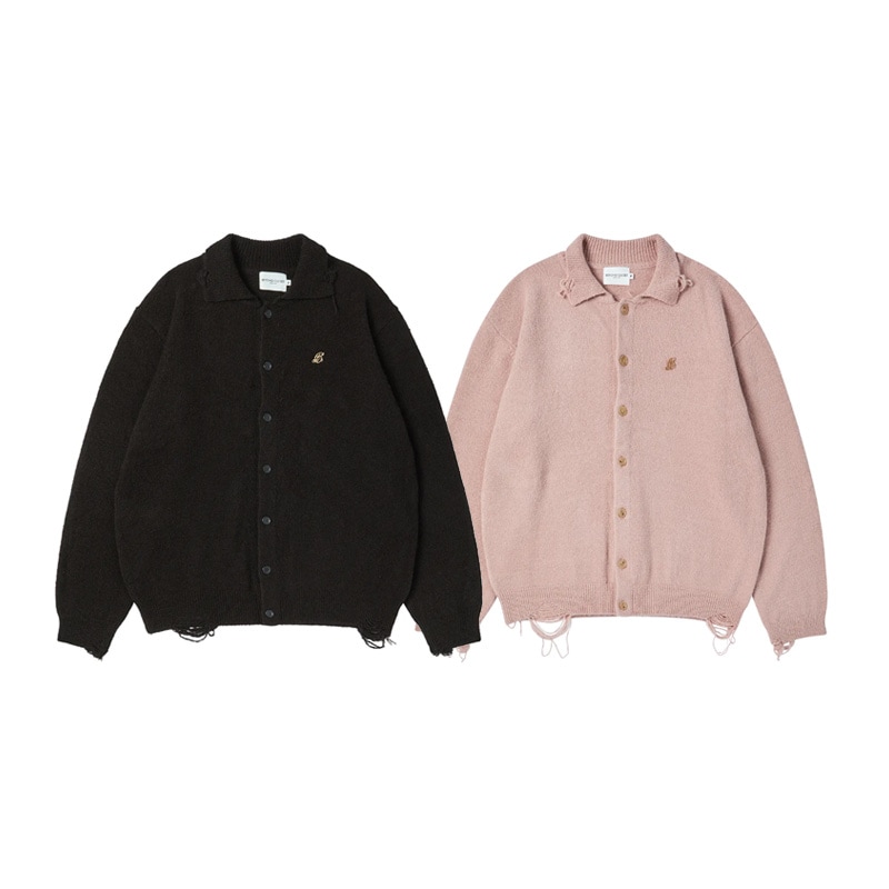 [The boyz ヒョンジェ 着用] DAMAGE GAMENT DRESS UP WOOL CARDIGAN 韓国 アイドル 長袖 レディース メンズ 大きいサイズ ゆったり