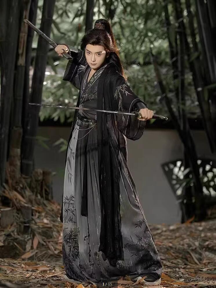 魏晉風メンズ中華振袖漢服　武侠男女兼用漢服　唐装漢服　中華侠客古風コスプレ衣装　メンズレディースチャイナ舞台ステージ服　ハロウィンコスプレ衣装　クリスマス仮装変装イベント学園祭