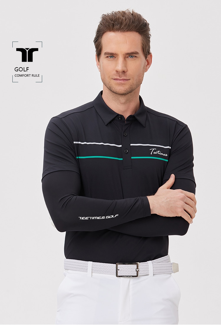 Teetimes ゴルフウェア メンズ アイスシルク 日焼け止め 長袖 Tシャツ 春と夏 ゴルフ 速乾性 通気性 スポーツ ポロシャツ