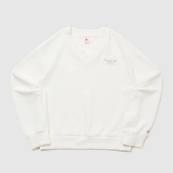 女性ダブルテンション2.0ルーズフィットVネックTシャツ（QR122OFS11_CRM）